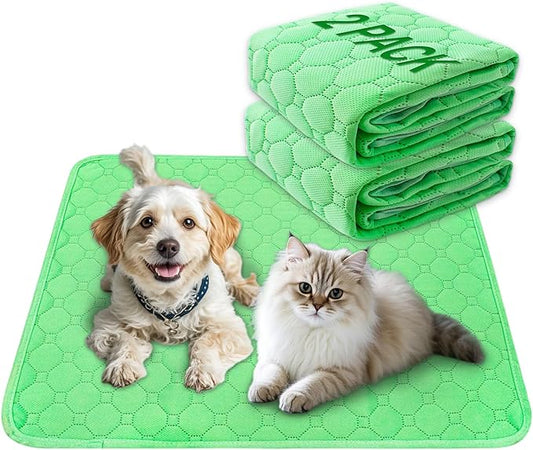 Enmaipet Reusable Puppy Training Pads, 2 Pack Washable Pee Pads for Dogs, Puppy Pee Pad for Dogs, Waterproof Non Slip Absorbent and Leakproof for Crate, Playpen, Bed, Sofa, 18"x 24" (Green)
