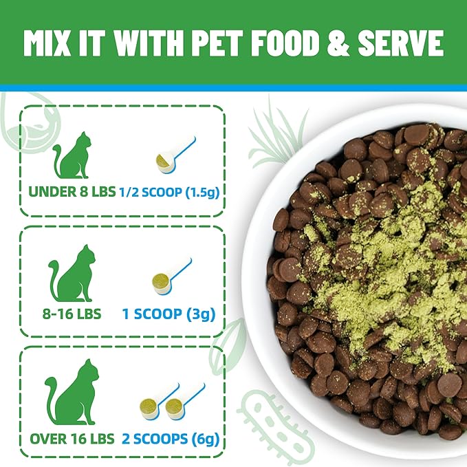 Just Try 7OZ Cat Grass Powder Feline Grass Treats Cat Suppluments Hairball Treatment for Cats Cat Hairball Remedy Gut Health Cat Treats Healthy