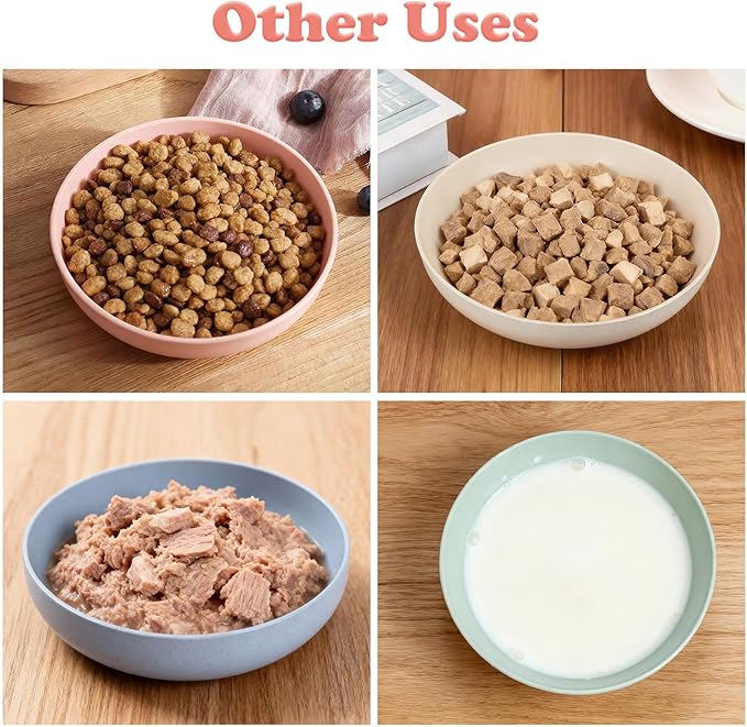 [12 Pack] Cat Dishes Whisker Friendly, Shallow Wide Pet Food and Water Bowl, 5.5 Inch Cat Food Dish, Friendly Wet Feeding Bowl, Durable Wheat Straw Pet Bowls, Pet Plate for Kittens (Indoor/Outdoor)