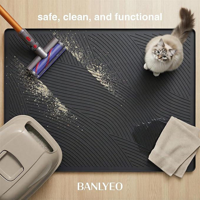 XL Cat Litter Mat - 40x30 in, Water Proof, US Designed Kitty Litter Trapping Mat, Easy to Clean, Scatter Control, Odorless, Less Mess and Clean Floors, Pet Supplies for Indoor Cats, Dark Gray