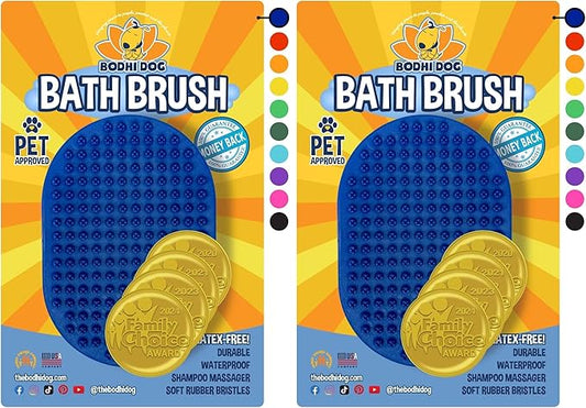 Bodhi Dog Shampoo Brush | Pet Shower & Bath Supplies for Cats & Dogs | Dog Bath Brush for Dog Grooming | Long & Short Hair Dog Scrubber for Bath | Professional Quality Dog Wash Brush (One Pack, Blue)