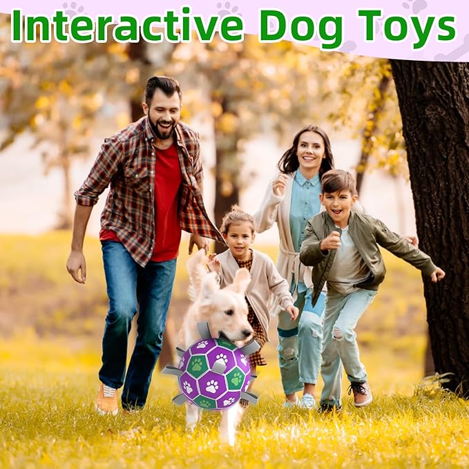 Diman Dog Balls with Nylon Straps, Puppy Soccer Ball for Dogs, Outdoor Dog Toys, Durable Fetch Pet Toy for Training, Birthady Gift for Large Pets (7 Inch)