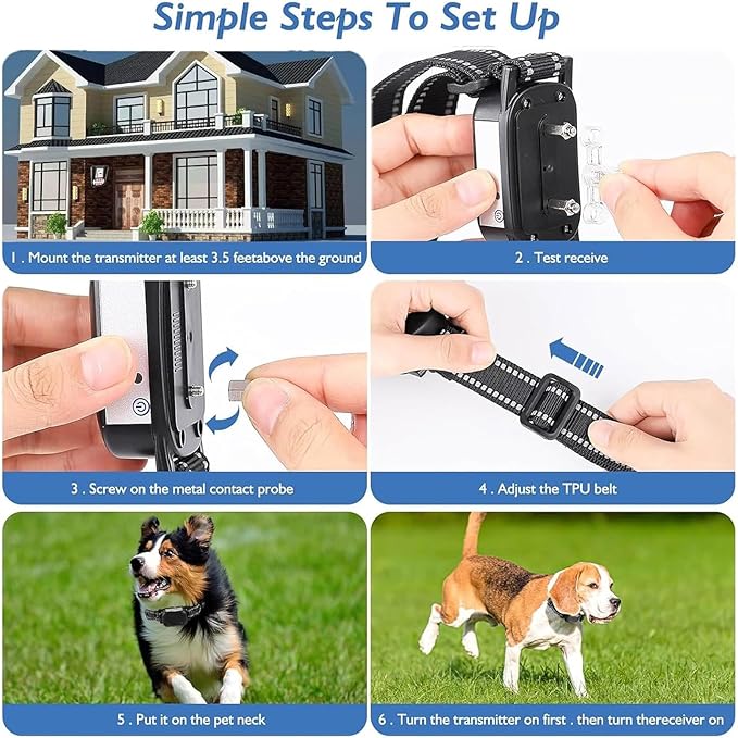 Wireless Dog Fence, Electric Dog Fence & Remote Training Collar, Adjustable Control Range, IP67 Waterproof Training Collar, Pet Boundary Container Containment System, Harmless for All Dogs,for3dogs