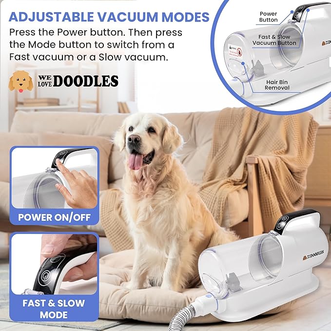 We Love Doodles 11-in-1 Dog Grooming Vacuum - Professional-Grade Dog Clippers, Lightweight Pet Vacuum Grooming Kit for Dogs at Home, For Long Hair & Non Shedding Dogs, Goldendoodles & Poodles