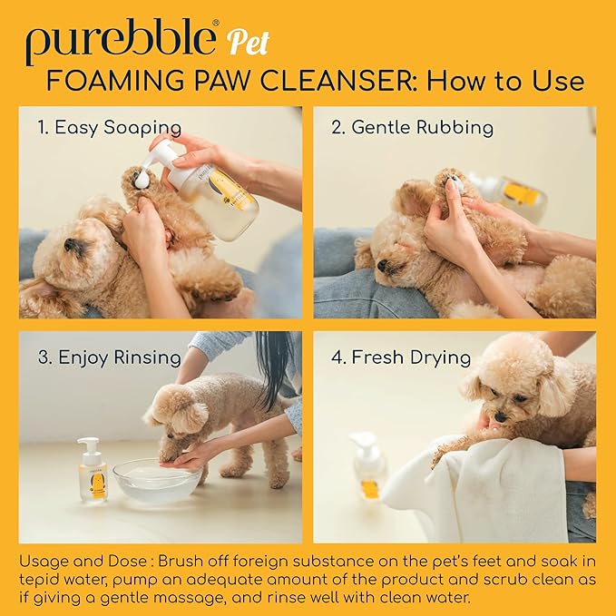 Pet Foaming Foot Paw Cleanser | Designed for All Types of Paw Washers | Dog Cleaning Supplies | Nourishing, Softening, Calming, Itch Reducing for Dog Paws | 300ml / 10.14 fl oz