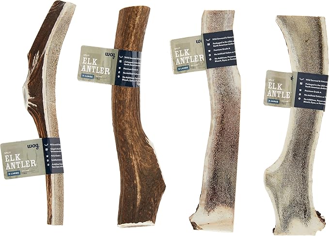 Amazon Brand - Wag Split Elk Antler, Naturally Shed, Long Lasting for Aggressive Chewers, X-Large (Best for Dogs over 45 lbs)