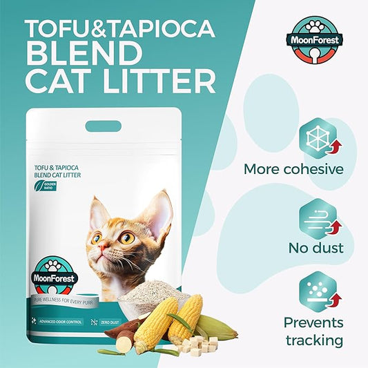 Tofu Cat Litter,Natural Odor Control Dust-Free Clumping Litter(5.5lb×3bags)