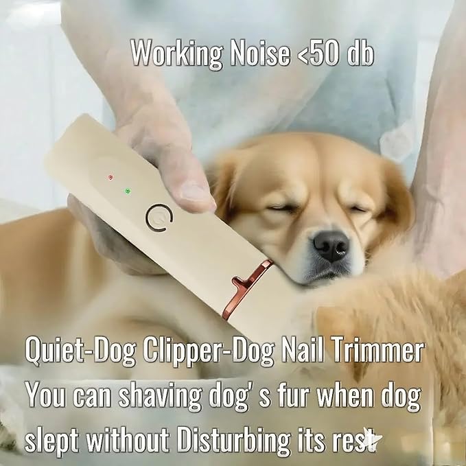 Low Noise 4-in-1 Dog Grooming Clippers Kit: Professional Deshedding & Trimming with Ceramic Blades, Safe for Sensitive Skin for Small/Large Breeds Dogs Cats and Rabbits (Beige)