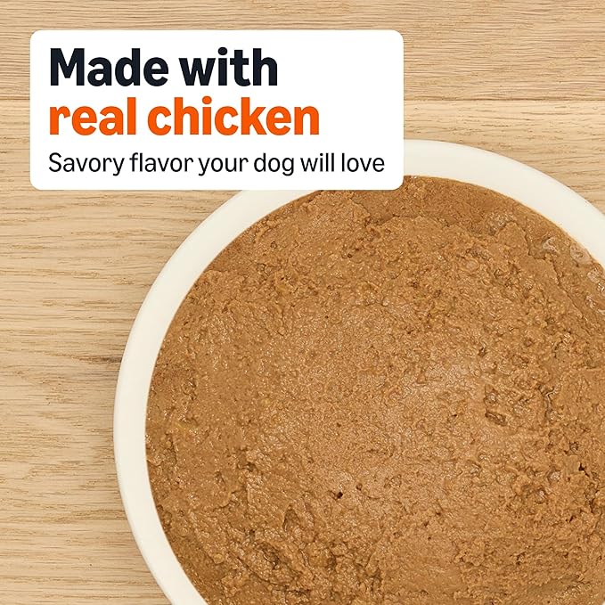 Amazon Basics Wet Dog Food, Meaty Loaf, Chicken & Rice Dinner, Made with Real Chicken, 13.2 oz can (Pack of 12)