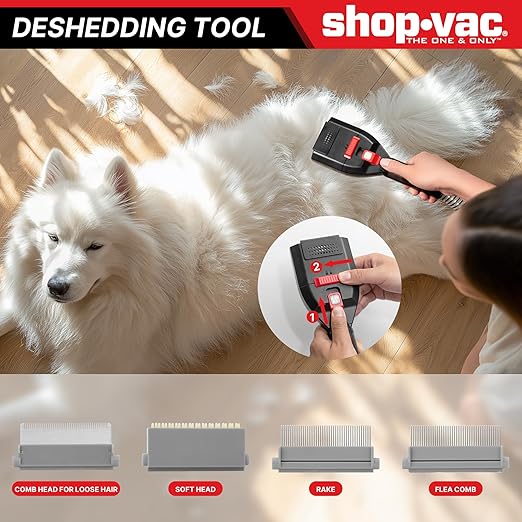 Shop-Vac 4-in-1 Pet Grooming & Vacuum, Dog Grooming Vacuum for Shedding, Professional Clippers, Brushes & Crevice Tool, 10,000Pa Suction, 3.3L Dust Cup, for Pet Shedding, Trimming, and Cleaning