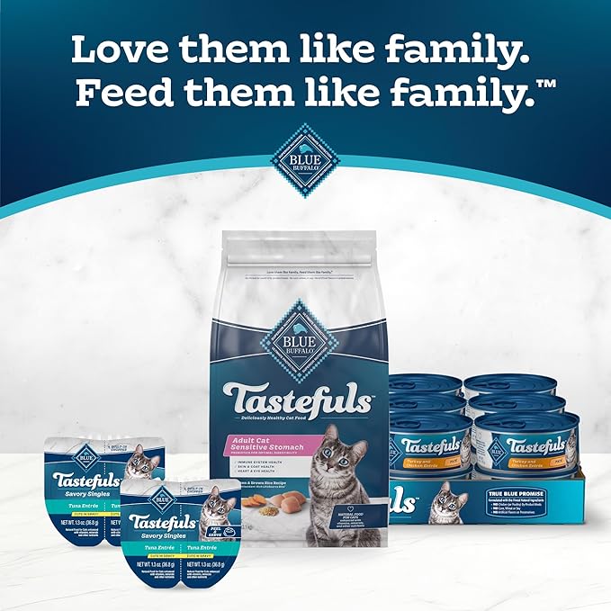 Blue Buffalo Tastefuls Adult Dry Cat Food Sensitive Stomach Formula, Made in the USA with Natural Ingredients, Chicken Recipe, 7-lb. Bag