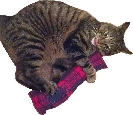 (Refillable 15" Catnip Cat Kicker Toy (Kicker Filled with 1 oz Canadian Catnip) (Red Flannel)