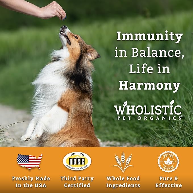 Wholistic Pet Organics Colostrum for Dogs & Cats - Bovine Colostrum Powder - Cat & Dog Allergy Relief, Immune Support & Itching Skin Relief - Cat and Dog Vitamins for Itchy Skin - 1 oz - 70 Scoops