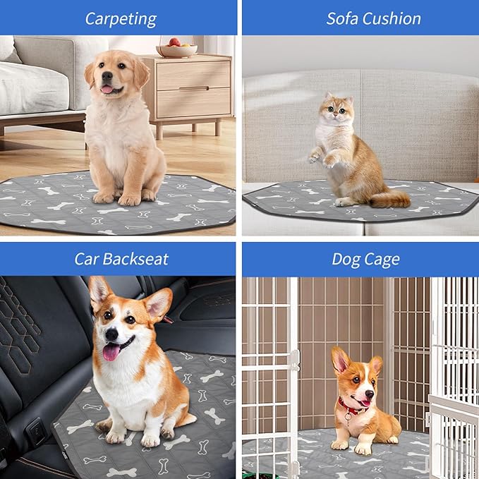 Zenply Dog Pee Pads for Puppy Reusable Washable Whelping Liner and Carpet Floor Protection Waterproof Machine Wash Suitable for Octagon Dog Playpen, 26.8 Inch 2-Pack (Octagon-2PC)