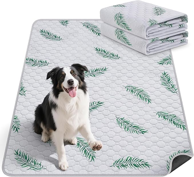 Washable Pee Pads for Dogs, 2Pack Reusable Puppy Pads, Super Absorbent & Leakproof Dog Pads, Anti-Slip Dog Pee Pads for Puppy Training & Incontinence, Leaf Pattern 36"x41"