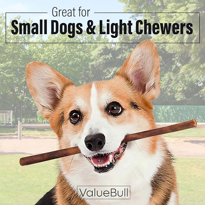 ValueBull Collagen Sticks for Small Dogs, 12 Inch Thin Chews, Natural Dog Treats, 25 Count - Supports Joints, Skin & Coat with Chondroitin & Glucosamine