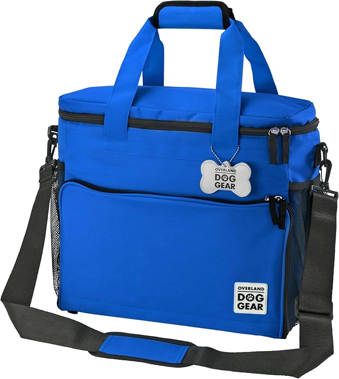 Mobile Dog Gear Week Away Airline Approved Dog Travel Bag (15"x7"x14", Blue) - Includes 2 Pet Food Storage Containers + 2 Collapsible Dog Water Bowls