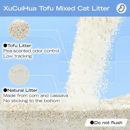 Tofu Mix Cat Litter, Plant-Based, Strong Clumping Litter, Odor Control, Easy Scooping, Clumps Lift Cleanly, Low Dust, Corn & Cassava Litter, 5.5 LB x 3 Bags