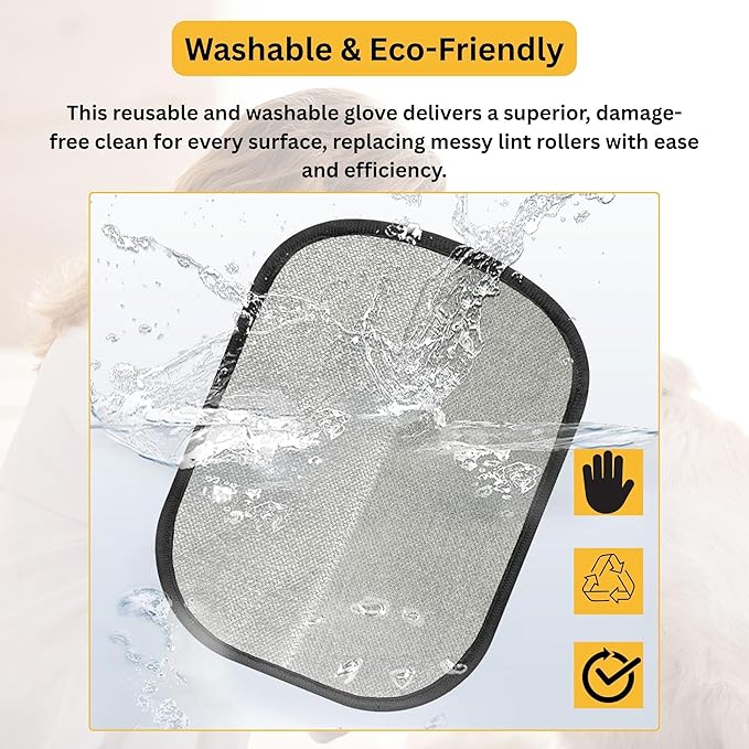 2 Pack Electrostatic Pet Hair Removal Gloves – Lint Cleaning Mitts for Cats & Dogs, Reusable Pet Hair Remover Glove for Furniture Couch Carpet & Car, Grooming & De-Shedding Glove for Pet Hair