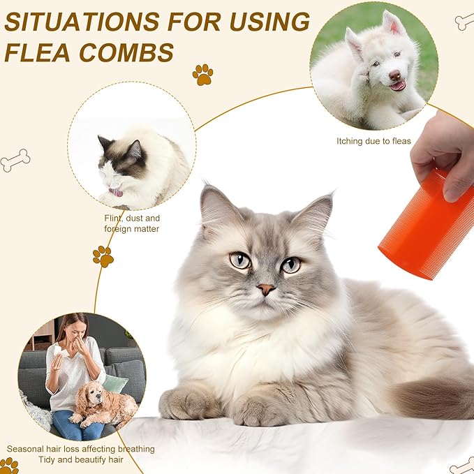 100 Pcs 5 Colors Double Side Tooth Pet Flea Comb Bulk for Cats Dogs Lice and Tick Comb for Small Cats Dogs Kitten Indoor