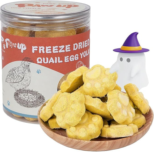 PAWUP Freeze Dried Cat & Dog Treats, Natural Quail Egg Yolk, High Fiber Pumpkin Added, High-Protein Pet Snacks for Coat & Gut Health, 3.5 oz