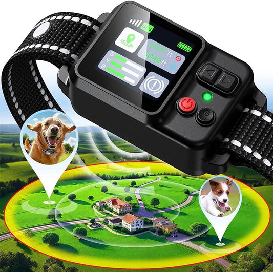 GPS Wireless Dog Collar Fence System,Invisible Electric Fence for Dogs,Adjustable Range 49-6561ft,3 Training Mode,Rechargeable,Waterproof,Pet Containment System for Outdoor Use (Black)