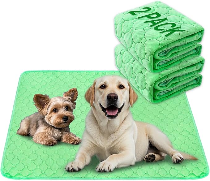 Enmaipet 2 Pack 40"x28" Green Extra Heavy Absorbency Washable Underpads, Waterproof Quick-Drying Reusable Incontinence Bed Pads Dog Pee Pads & Non-Slip Pet Training Pads for Dogs, Cats, Seniors, Bunny
