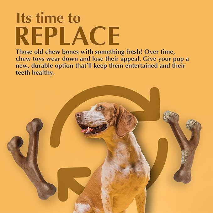 Dog Chew Toys for Aggressive Chewers (2Pcs - Real Beef & Bacon Flavored) - Durable Dog Tough Wish Bone (Upto 60 lbs.) - Indestructible Chew Toys for Dogs for Interactive Play & Dental Benefits