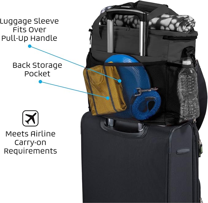 Mobile Dog Gear, Week Away Dog Travel Bag for Medium and Large Dogs, Includes Lined Food Carriers and 2 Collapsible Dog Bowl, Black