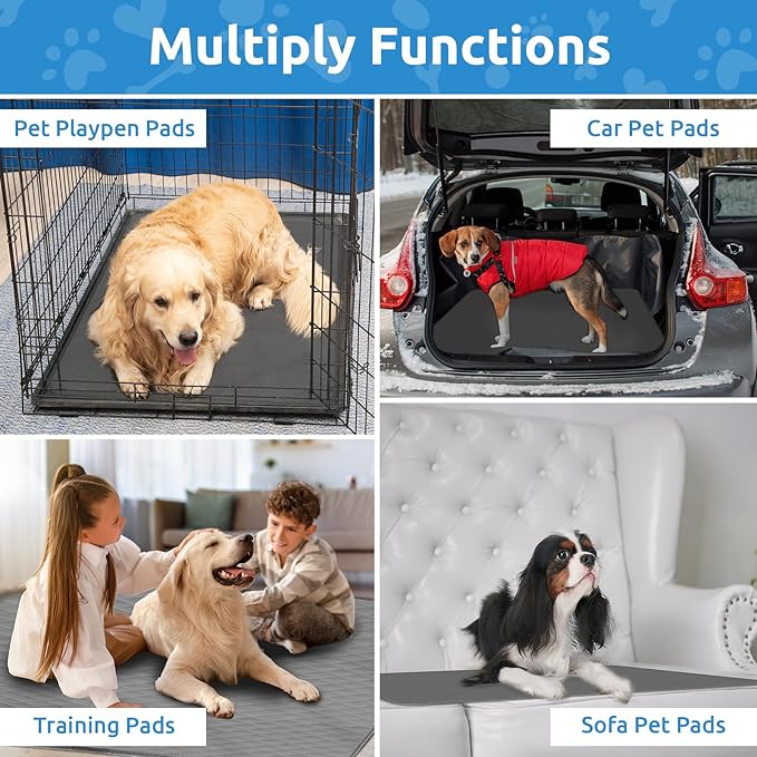 Washable Reusable Dog Pee Pads, 82"x102" Absorbent & Waterproof Puppy Training Pad for Crate, Playpen & Carpet, Large Potty Pads for Dogs, Cats & Small Pets