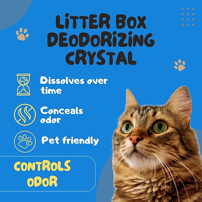(1) Litter Box Deodorizing Blue Crystals, 15oz Bag Fresh Scent Cat Litterbox Freshener Controls Odors Dissolves Over Time Pet-Friendly Odor Control
