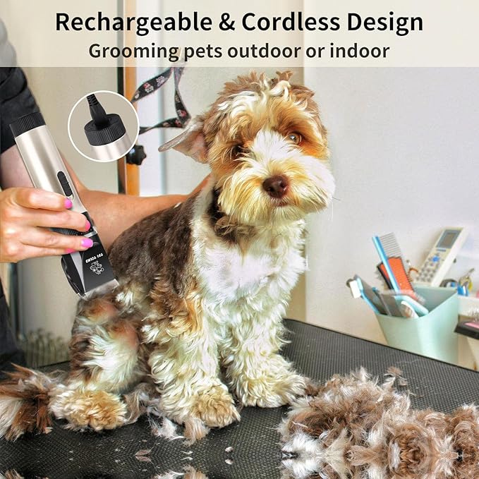Dog Clippers for Grooming, Low Noise Dog Grooming Clippers, Cordless Dog Hair Trimmer, Rechargeable Dog Shavers for Grooming Dogs Cats Pets