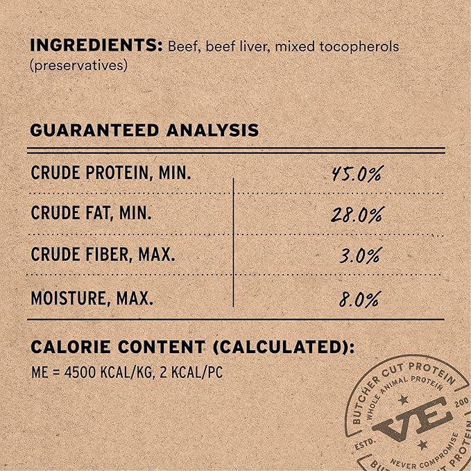Vital Essentials Beef Bites Dog Treats, 6.2 oz | Freeze-Dried Raw | Single Protein | Premium Quality High Protein Training Treats | Grain Free, Gluten Free, Filler Free