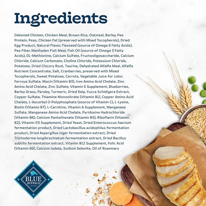 Blue Buffalo Tastefuls Natural Dry Food for Adult Cats, Sensitive Stomach, Chicken & Brown Rice Recipe, 3-lb. Resealable Bag