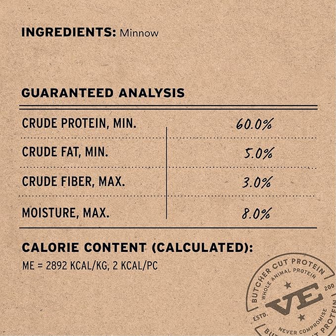 Vital Essentials Minnows Cat Treats, 1 oz | Freeze-Dried Raw | Single Ingredient | Grain Free, Gluten Free, Filler Free