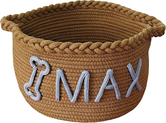 JUPPE Custom Pet Dog Toy or Food Storage Basket with Personalized Name, Dog Toys and Food Storage Box Pet Cat Organizer Bag Gift Cotton Rope Basket Gift (Custom Cat Basket)