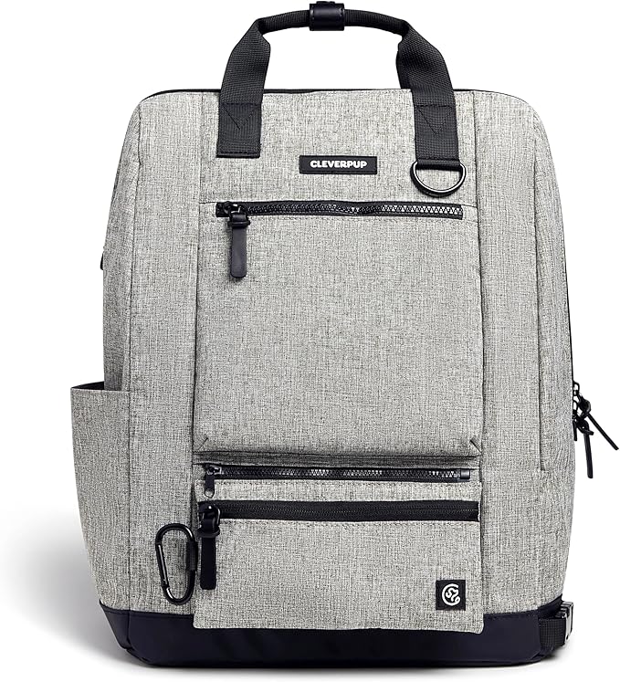 Porter 2-in-1 Dog Gear Backpack – Premium Dog Travel Bag with 10 Pockets, Zip-Off Treat Pouch, Leash Clip, Waterproof Pockets & Water Bottle Holder – Weekend, Hiking, Camping, Heather Grey