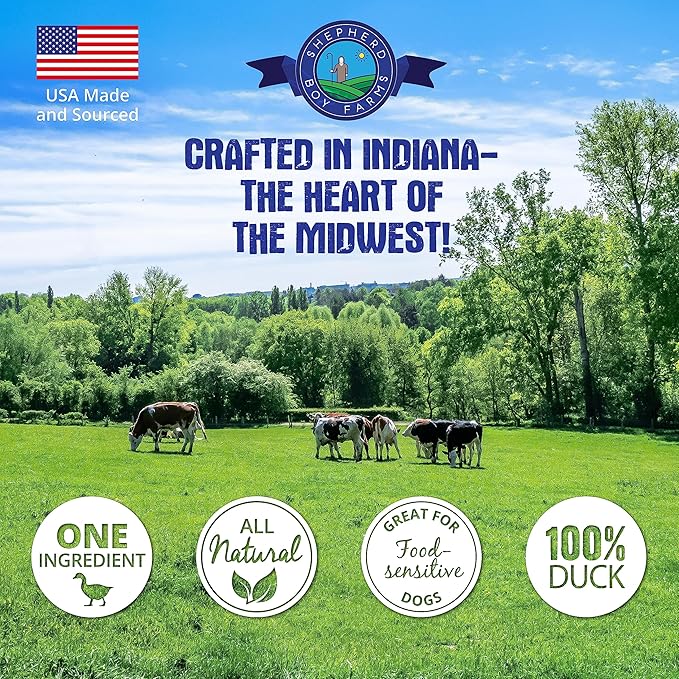 Shepherd Boy Farms Freeze Dried Dog and Cat Treats, Duck Heart, All Natural Single Ingredient Freeze-Dried Dog Treat & Snacks, Made in USA, High Protein, Essential Nutrition of Raw Food, 8oz